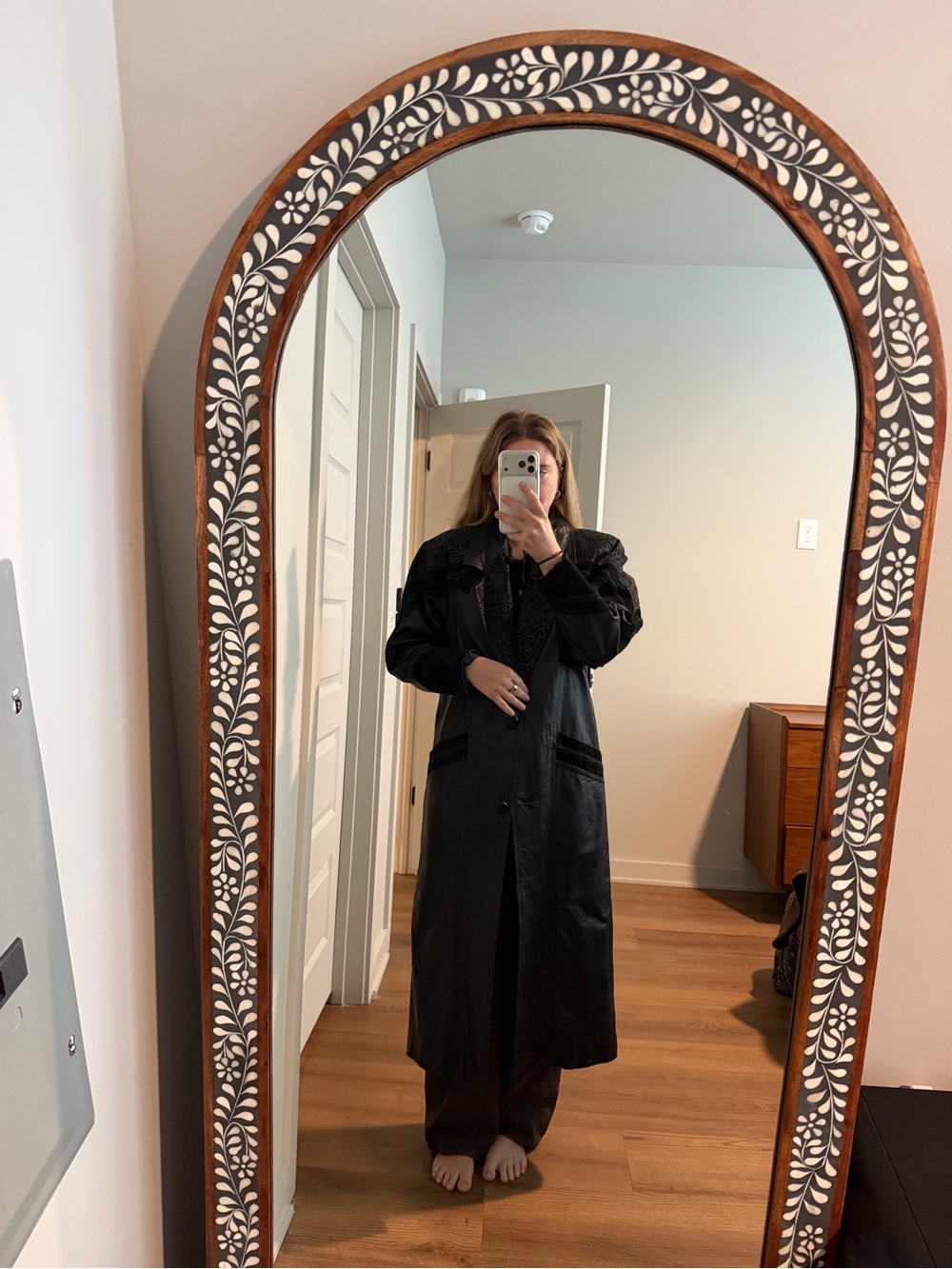 Winlit Vintage 100% Leather Long Jacket